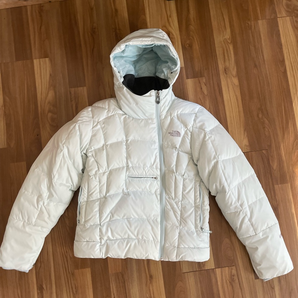 The North Face icy blue down filled Puffer Ski Coat